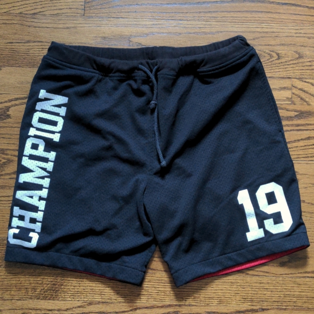 Champion Mesh Reversible Shorts Black Red Men's Large